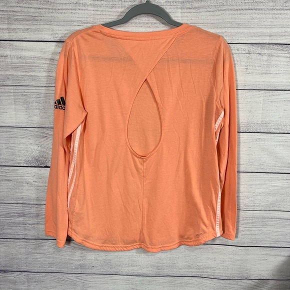 🎉 Adidas Climate Long Sleeve Women Workout T-Shirt Keyhole Open Back Sz Large - Picture 3 of 7